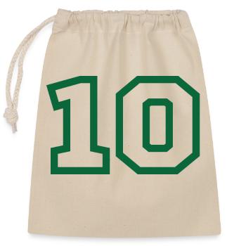 Number 10 green sport - Closable cotton gift bag (25x30cm) - nature - Front