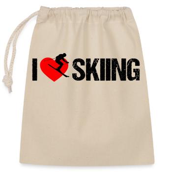 I love skiing - Verschließbarer Geschenkbeutel aus Baumwolle (25x30cm) - Natur - Vorne