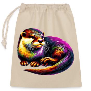 Otter - Closable cotton gift bag (25x30cm) - nature - Front