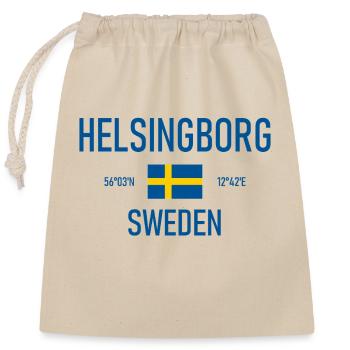 Helsingborg - Schweden Sverige Flagge Koordinaten - Verschließbarer Geschenkbeutel aus Baumwolle (25x30cm) - Natur - Vorne