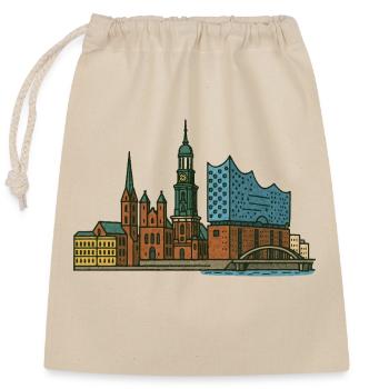 Horizon de Hambourg - Sac cadeau en coton avec cordon (25 x 30 cm) - nature - Devant