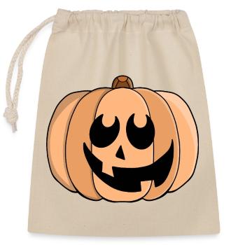 Verspieltes Kürbisgrinsen - Verschließbarer Geschenkbeutel aus Baumwolle (25x30cm) - Natur - Vorne