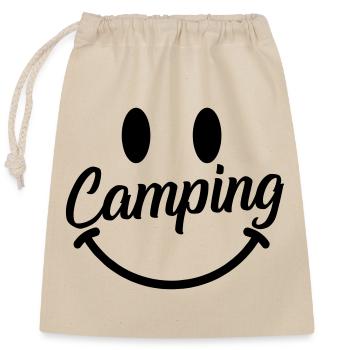 Camping smile - Closable cotton gift bag (25x30cm) - nature - Front