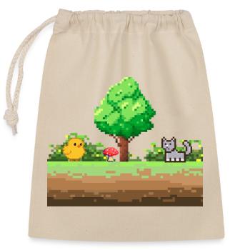 Aventure Pixel Garden - Sac cadeau en coton avec cordon (25 x 30 cm) - nature - Devant