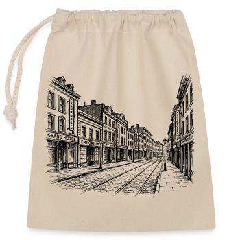 Vintage Street - Closable cotton gift bag (25x30cm) - nature - Front