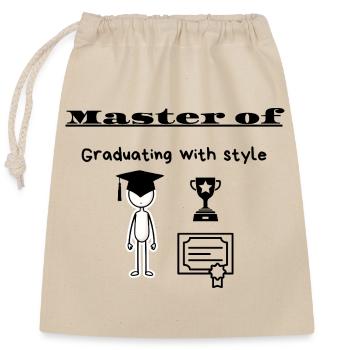 Master of Graduating with style - Closable cotton gift bag (25x30cm) - nature - Front