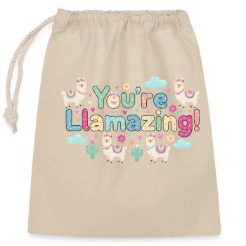 You’re Llamazing – Süßes Lama & Kakteen Design - Verschließbarer Geschenkbeutel aus Baumwolle (25x30cm) - Natur - Vorne