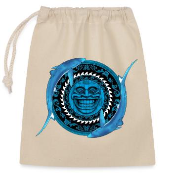 Blue Shark Tiki - Sac cadeau en coton avec cordon (25 x 30 cm) - nature - Devant