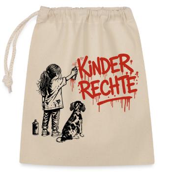 Kinderrechte Graffiti roter Schriftzug - Verschließbarer Geschenkbeutel aus Baumwolle (25x30cm) - Natur - Vorne