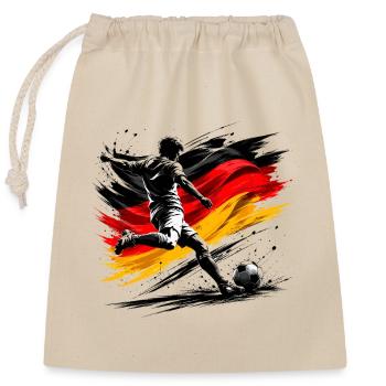 Kicker mit Deutschlandflagge - Verschließbarer Geschenkbeutel aus Baumwolle (25x30cm) - Natur - Vorne