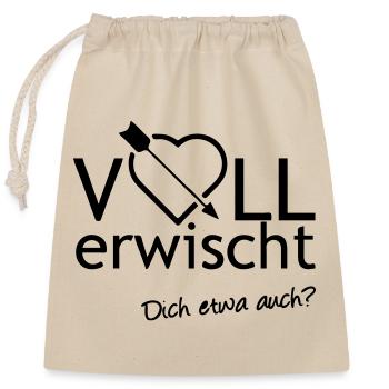 Voll erwischt Liebe verliebt Paar Heirat Geschenk - Verschließbarer Geschenkbeutel aus Baumwolle (25x30cm) - Natur - Vorne