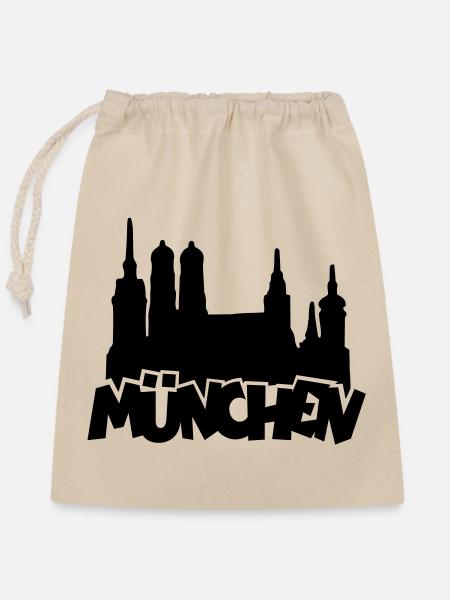 München Skyline - Verschließbarer Geschenkbeutel aus Baumwolle (25x30cm) - Natur