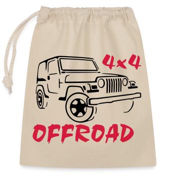 4x4 Offroad Jeep T-Shirt - Verschließbarer Geschenkbeutel aus Baumwolle (25x30cm) - Natur - Vorne