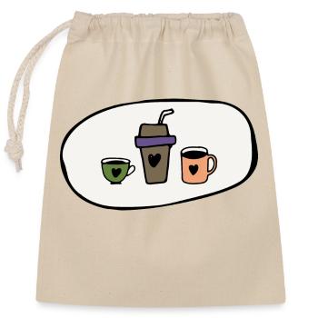 Enjoy coffee - Closable cotton gift bag (25x30cm) - nature - Front