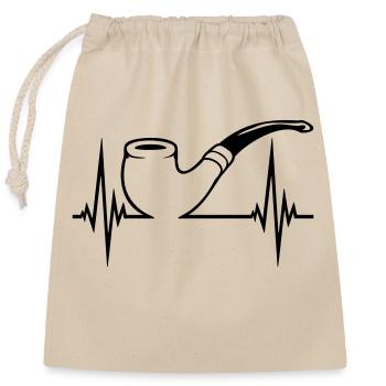 Tobacco Pipe Pulse Heartbeat - Closable cotton gift bag (25x30cm) - nature - Front
