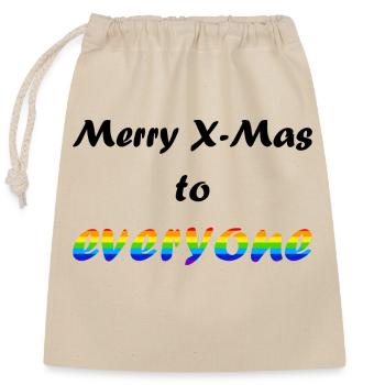 Joyeux Noël LGBTQ à tous Rainbow Flag - Sac cadeau en coton avec cordon (25 x 30 cm) - nature - Devant