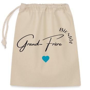 Bientôt grand frère - Sac cadeau en coton avec cordon (25 x 30 cm) - nature - Devant