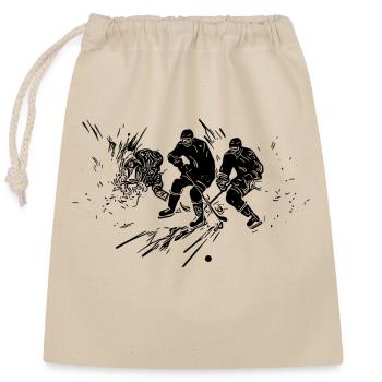 Fantastique motif de fan de papa de hockey sur glace - Sac cadeau en coton avec cordon (25 x 30 cm) - nature - Devant
