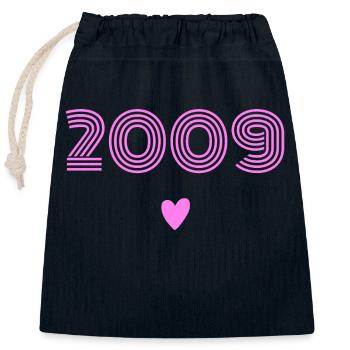 Née en 2009 fille - Sac cadeau en coton avec cordon (25 x 30 cm) - bleu marine - Devant