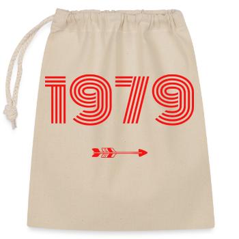 Né en 1979 - Sac cadeau en coton avec cordon (25 x 30 cm) - nature - Devant