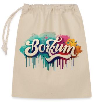 Borkum Graffiti Schriftzug - Verschließbarer Geschenkbeutel aus Baumwolle (25x30cm) - Natur - Vorne