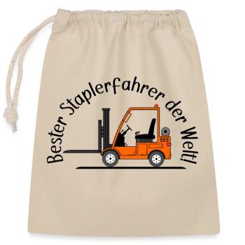Staplerfahrer orange beste Staplerfahrer der Welt - Verschließbarer Geschenkbeutel aus Baumwolle (25x30cm) - Natur - Vorne