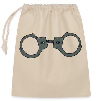 menotte bracelet police menotter menote 1309 A - Sac cadeau en coton avec cordon (25 x 30 cm) - nature - Devant