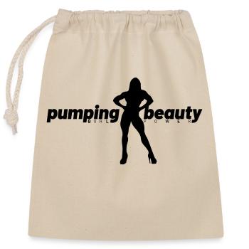 Pumping Beauty Logo - Closable cotton gift bag (25x30cm) - nature - Front