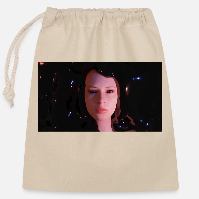 Visage liquide - Sac cadeau en coton avec cordon (25 x 30 cm) - nature