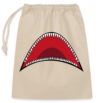 Bouche de requin - Sac cadeau en coton avec cordon (25 x 30 cm) - nature - Devant