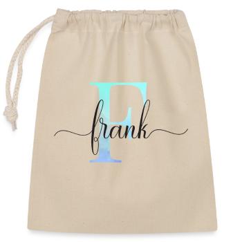 E| Monogramme | Nom | Franck | Aquarelle - Sac cadeau en coton avec cordon (25 x 30 cm) - nature - Devant
