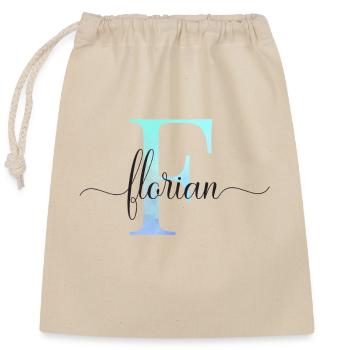 E| Monogram | Name | Florian | Watercolor - Closable cotton gift bag (25x30cm) - nature - Front