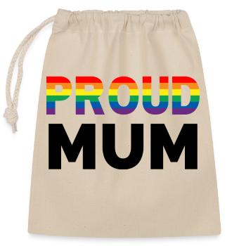 Proud Mum Rainbow - Closable cotton gift bag (25x30cm) - nature - Front