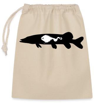 Hecht Mustache Rig - Verschließbarer Geschenkbeutel aus Baumwolle (25x30cm) - Natur - Vorne