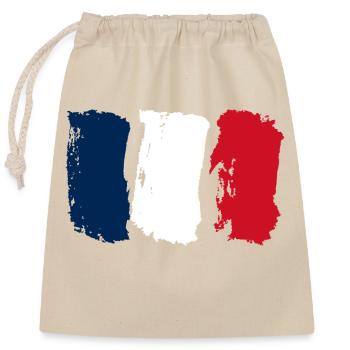Drapeau de la France - Vintage - Sac cadeau en coton avec cordon (25 x 30 cm) - nature - Devant