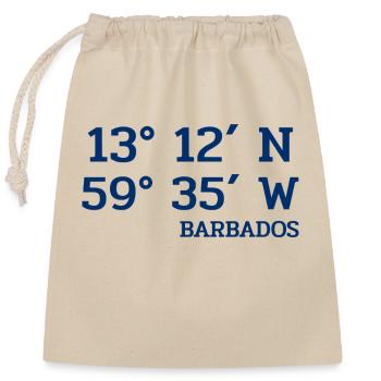 Barbados Coordinates - Koordinaten - West Indies - Closable cotton gift bag (25x30cm) - nature - Front