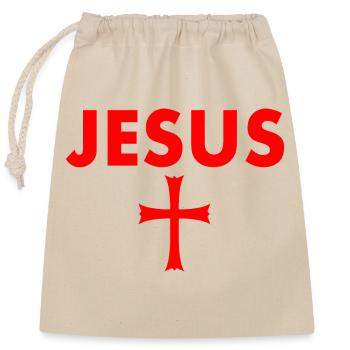 Jesus Cross - Closable cotton gift bag (25x30cm) - nature - Front