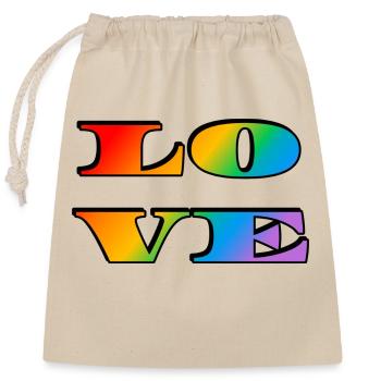 Amour arc-en-ciel rétro - Sac cadeau en coton avec cordon (25 x 30 cm) - nature - Devant