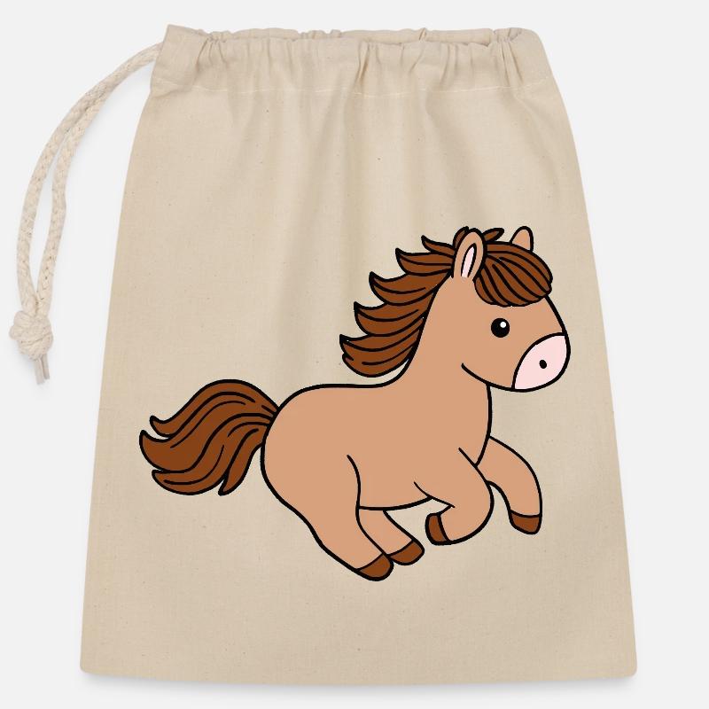 Horse - Closable cotton gift bag (25x30cm) - nature
