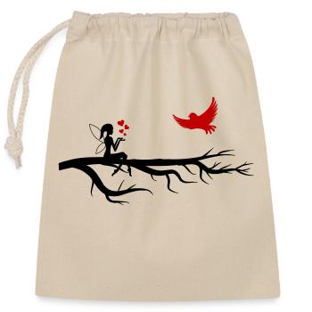 Fairy Elf Silhouette Love - Closable cotton gift bag (25x30cm) - nature - Front