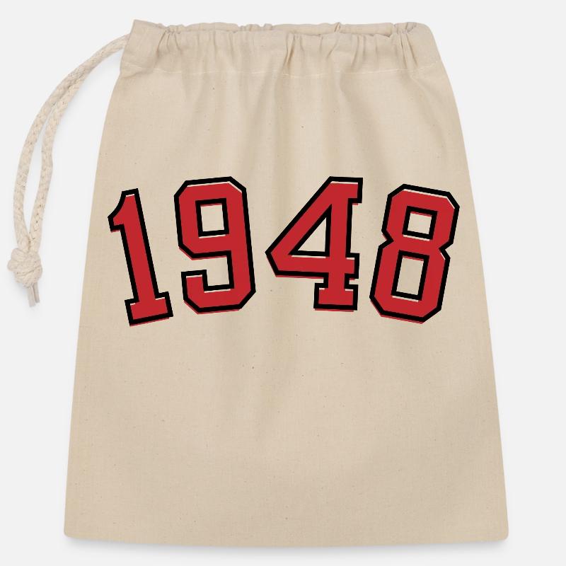 Année de naissance sport 1948 - Sac cadeau en coton avec cordon (25 x 30 cm) - nature