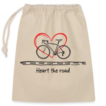 Bike-Schnitt durch das Herz - Verschließbarer Geschenkbeutel aus Baumwolle (25x30cm) - Natur - Vorne