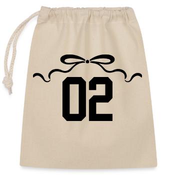 Numéro 2 noeud - 2e anniversaire - Sac cadeau en coton avec cordon (25 x 30 cm) - nature - Devant