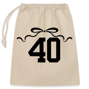 Numéro 40 noeud - 40e anniversaire - Sac cadeau en coton avec cordon (25 x 30 cm) - nature - Devant