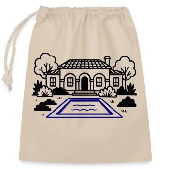 Finca Haus Villa - Verschließbarer Geschenkbeutel aus Baumwolle (25x30cm) - Natur - Vorne