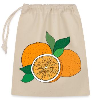 orangefarbener Druck - Verschließbarer Geschenkbeutel aus Baumwolle (25x30cm) - Natur - Vorne
