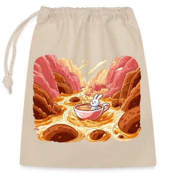 Cuddly tea in the lava valley - Closable cotton gift bag (25x30cm) - nature - Front