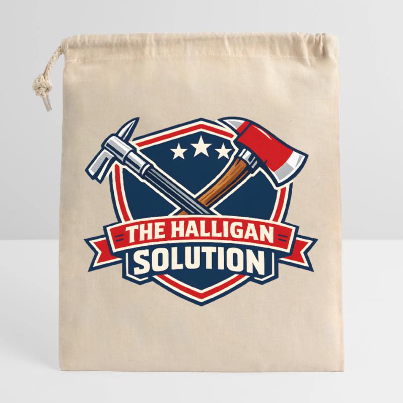 Graphisme de bouclier de solution Halligan Sac cadeau en coton avec cordon (25 x 30 cm)