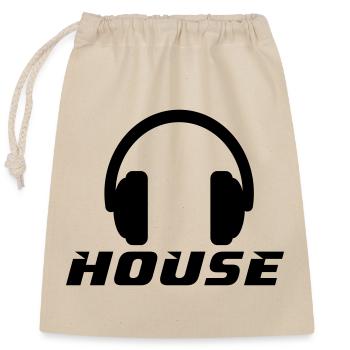 House - Closable cotton gift bag (25x30cm) - nature - Front