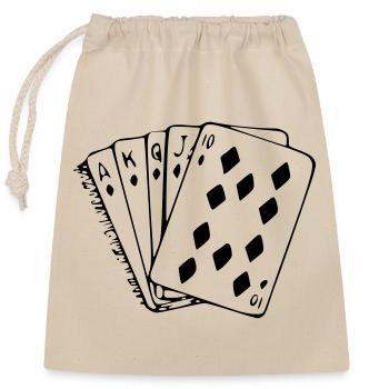 Cartes, jeu de cartes, bridge, vestes de trèfle, as * - Sac cadeau en coton avec cordon (25 x 30 cm) - nature - Devant